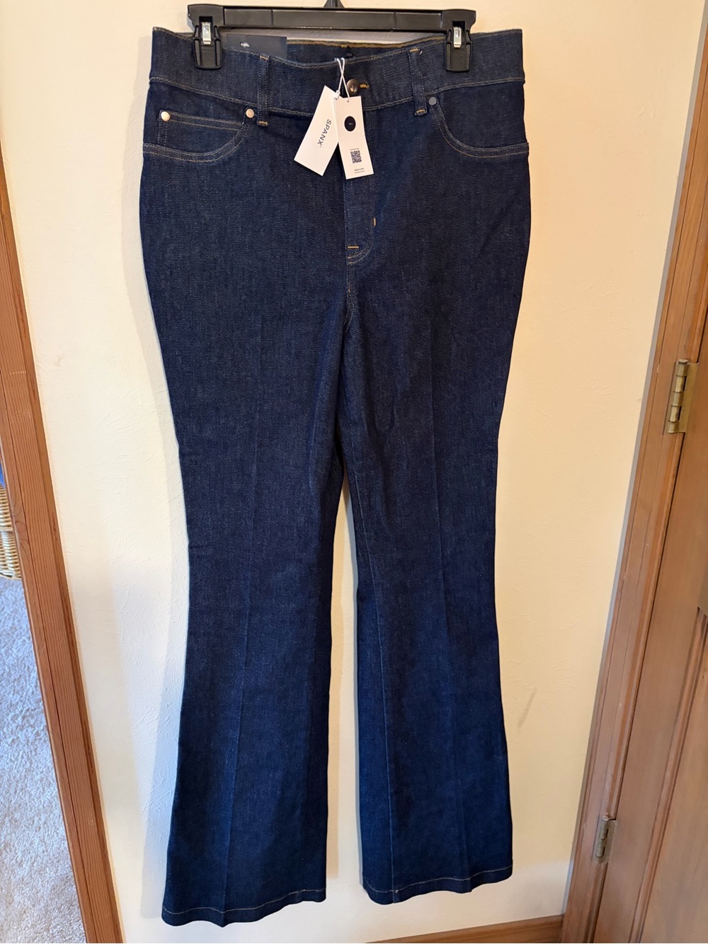 NWT SPANX  Dark Blue Denim Bootcut Jeans LG Tall